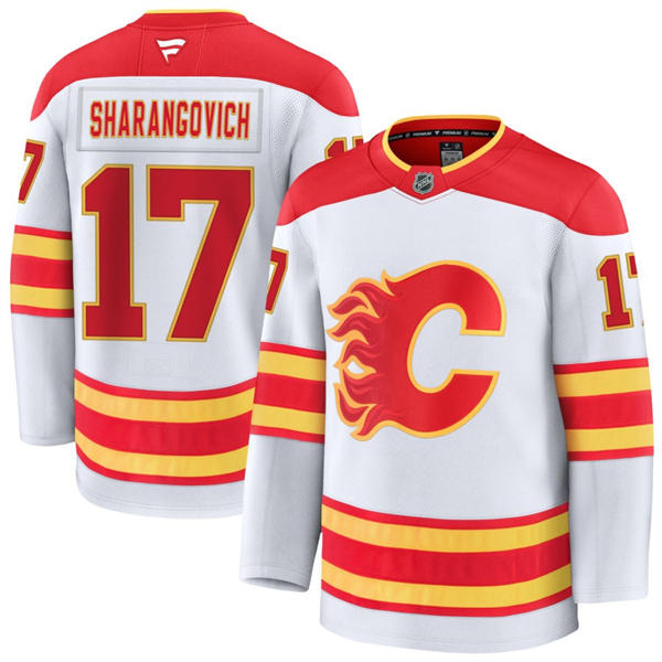 Men's Calgary Flames #17 Yegor Sharangovich Fanatics White Away Player Jersey